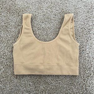 Tan Ribbed Bralette Stretchy Small